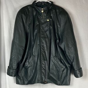 Vintage Green Leather Jacqueline Ferrar Coat